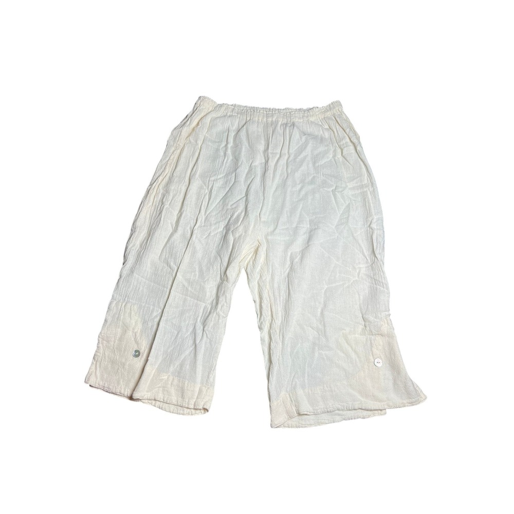OH MY GAUZE Linen Cotton Blend Gauze‎ Cropped Pants Womens Size 2 (L/XL) Cream